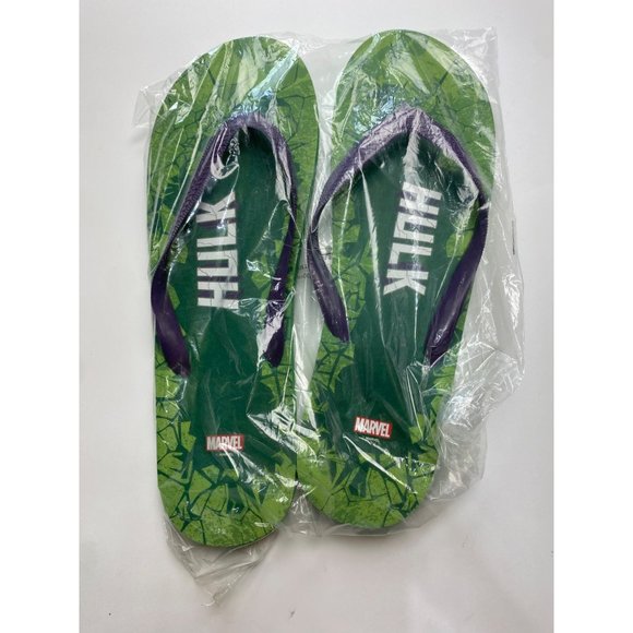 Hulk Flip Flops Size XL Loot Crate Marvel Comics New 12" Long Sandals - Picture 1 of 4